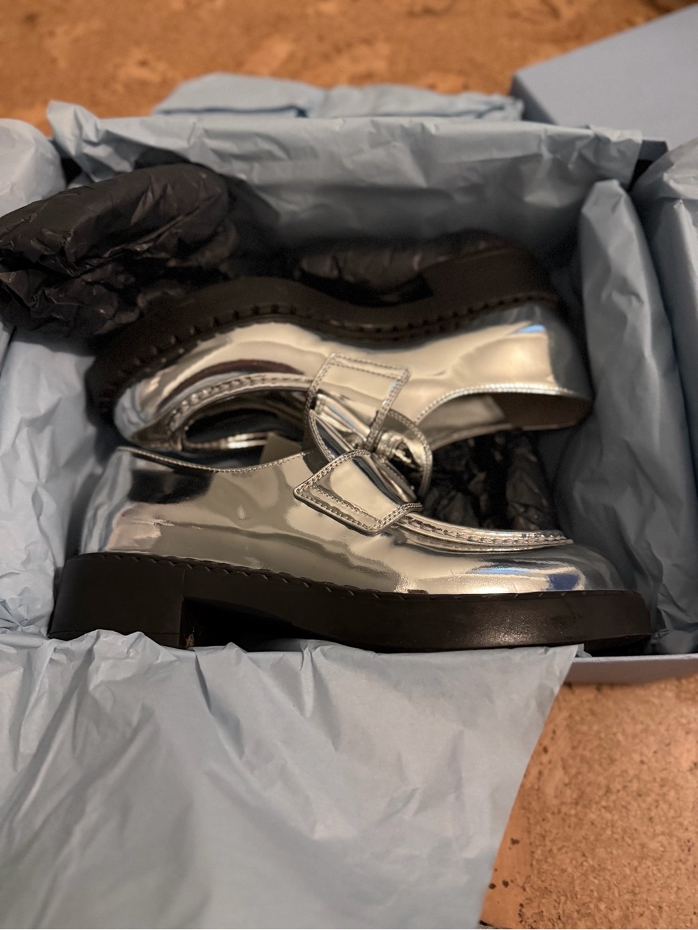 Prada
Metallic Leather Logo Loafer